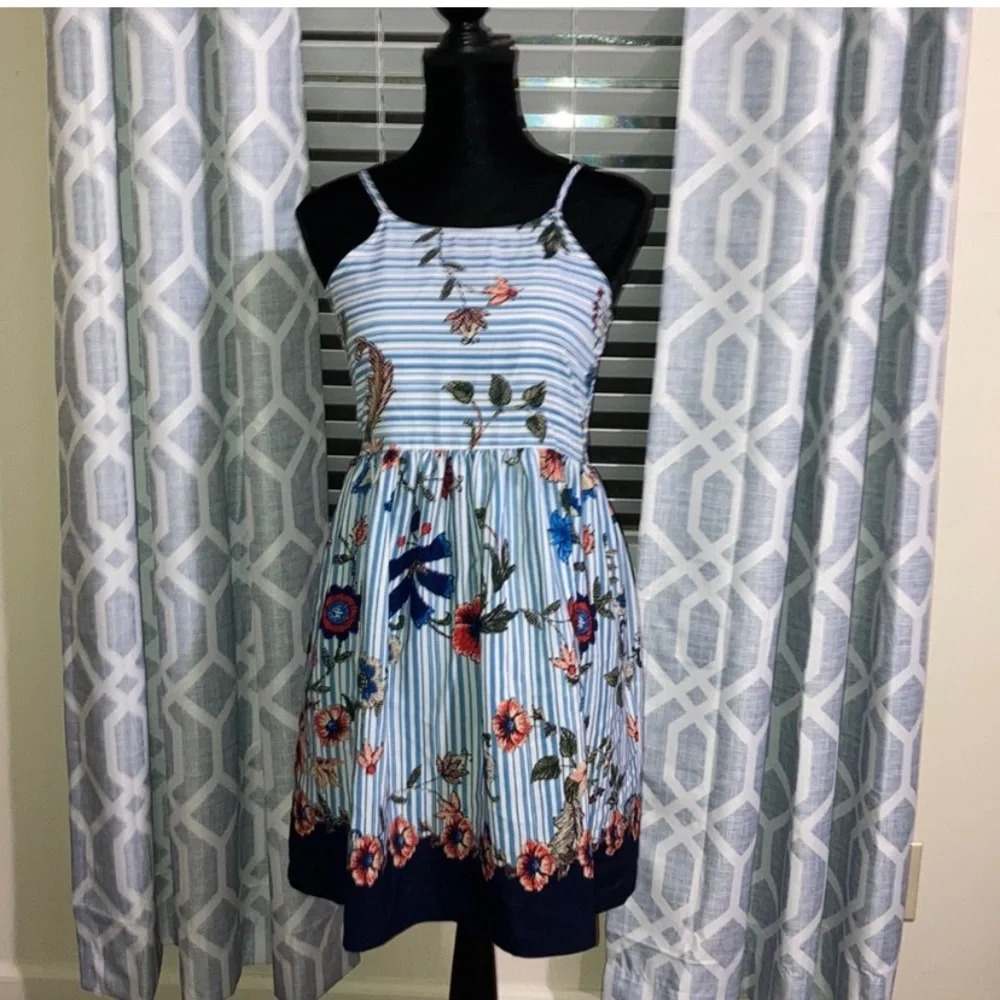 Bonnie Jean floral striped dress -Blue
